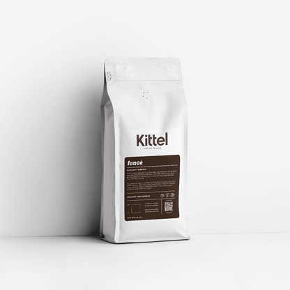 1kg bag of Kittel Foncé Colombian dark roast coffee.