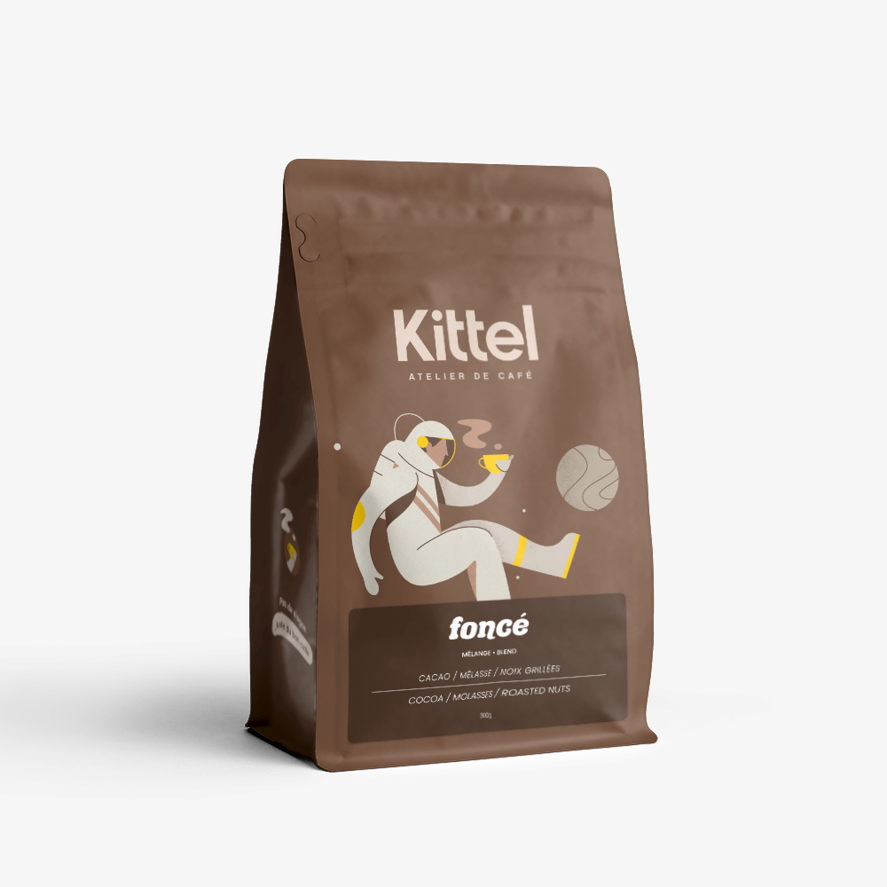 300g bag of Kittel Foncé Colombian dark roast coffee.