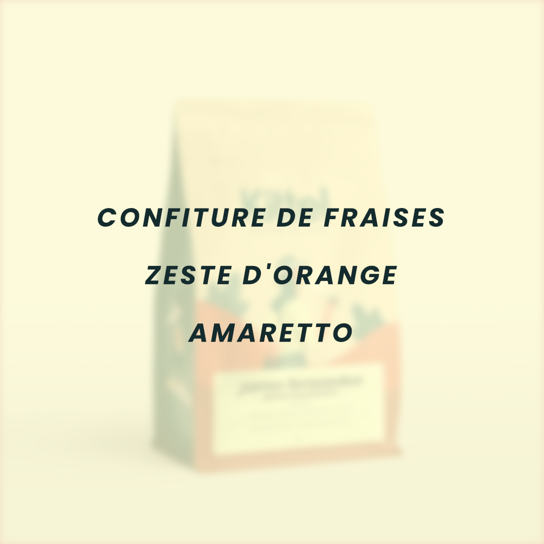 Flavor notes for La Bolsa: strawberry jam, orange zest, amaretto.