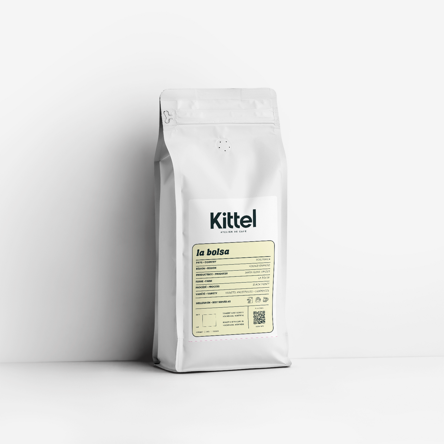 1kg bag of Kittel La Bolsa Black Honey Guatemalan coffee.