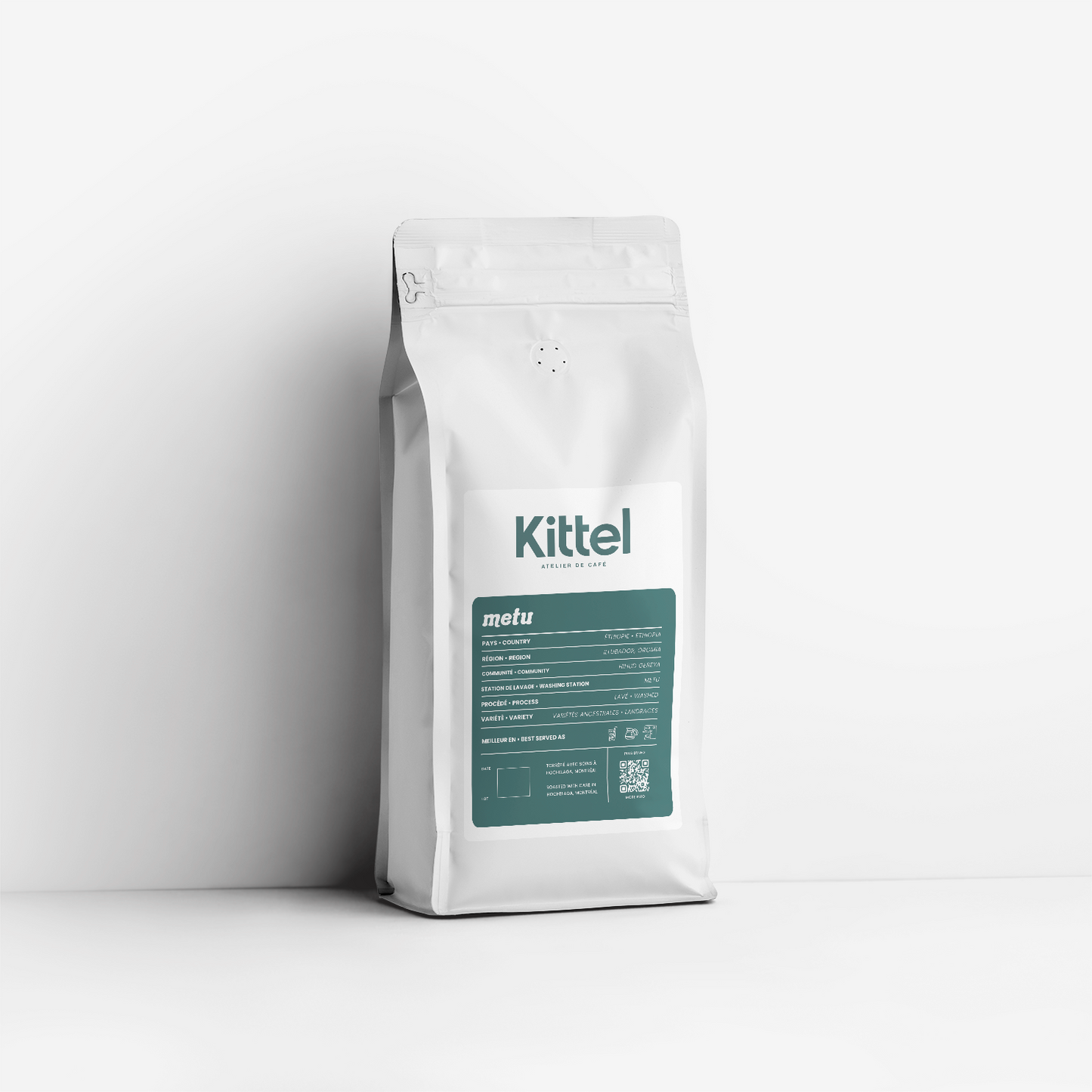 1kg bag of Kittel Metu Ethiopian washed coffee.