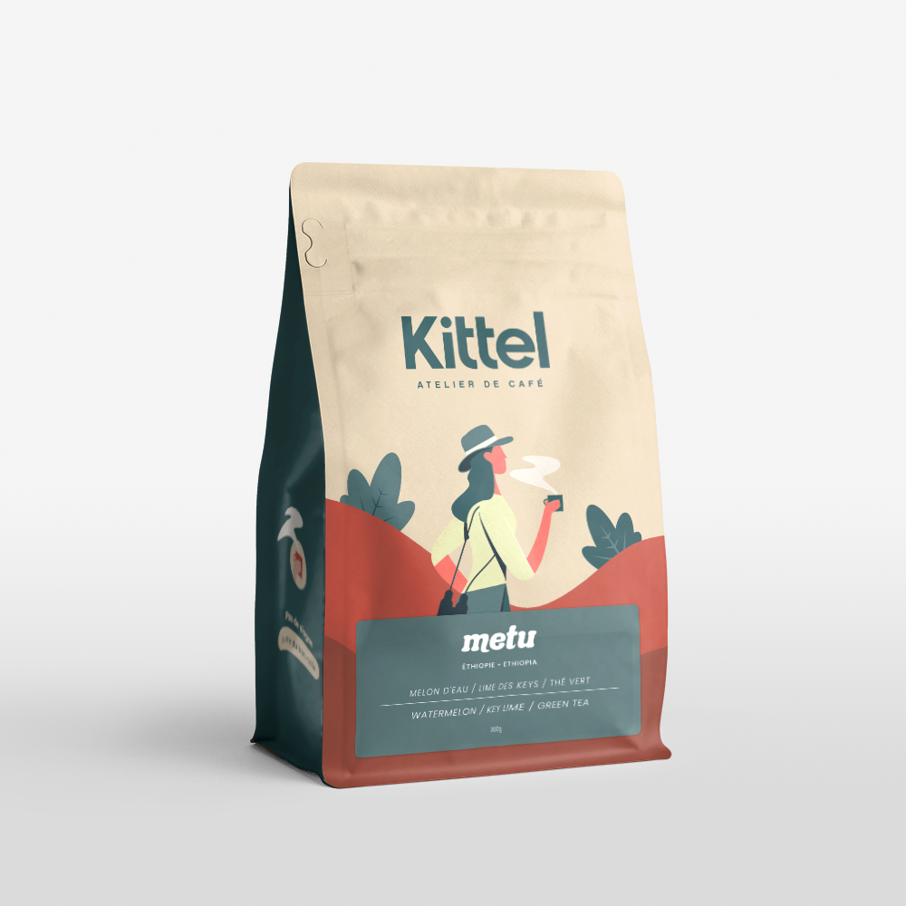 300g bag of Kittel Metu Ethiopian washed coffee.