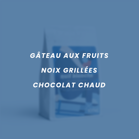 Flavor notes for Nuit Blanche: fruitcake, roasted nuts, hot chocolate.