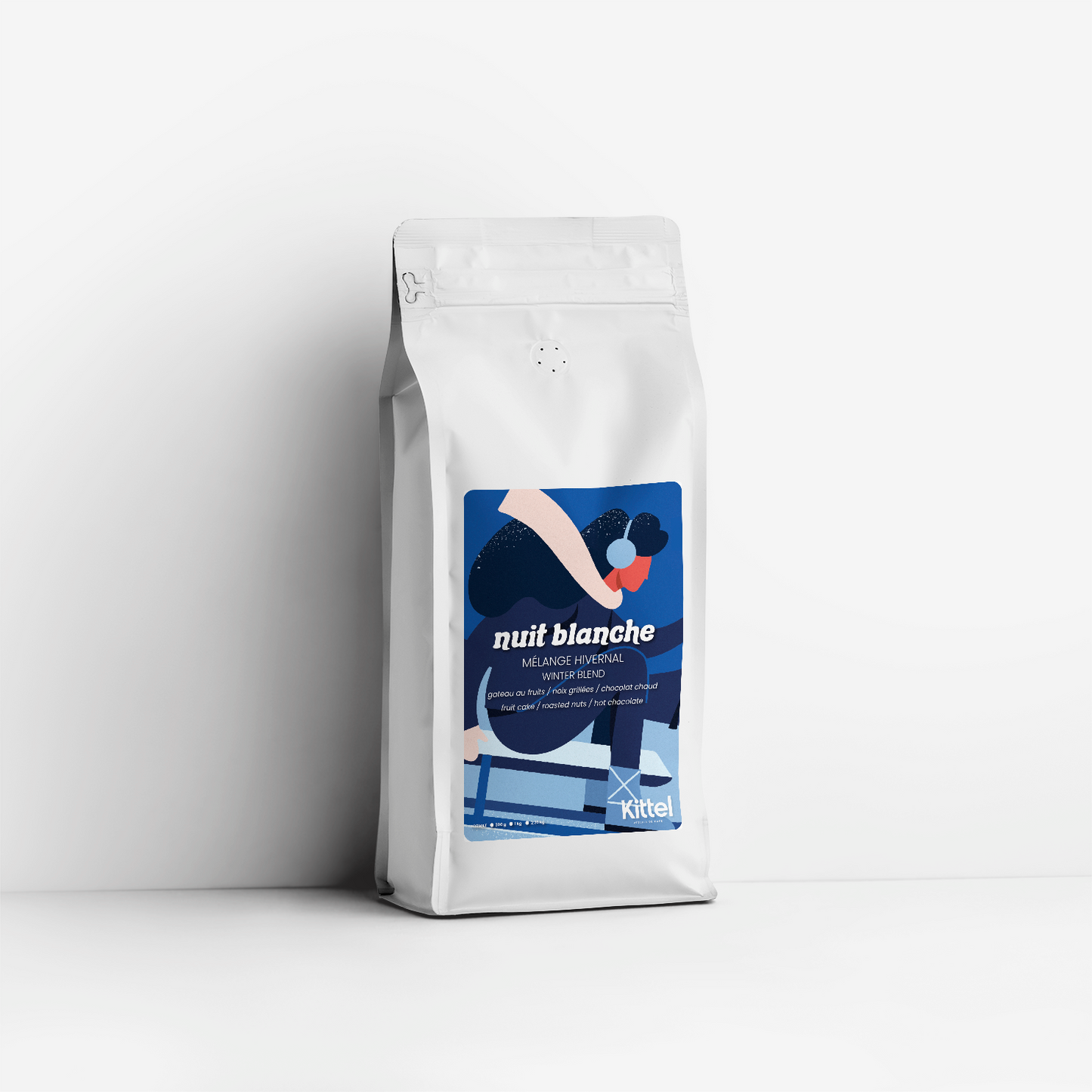 1kg bag of Kittel Nuit Blanche Winter Blend coffee.