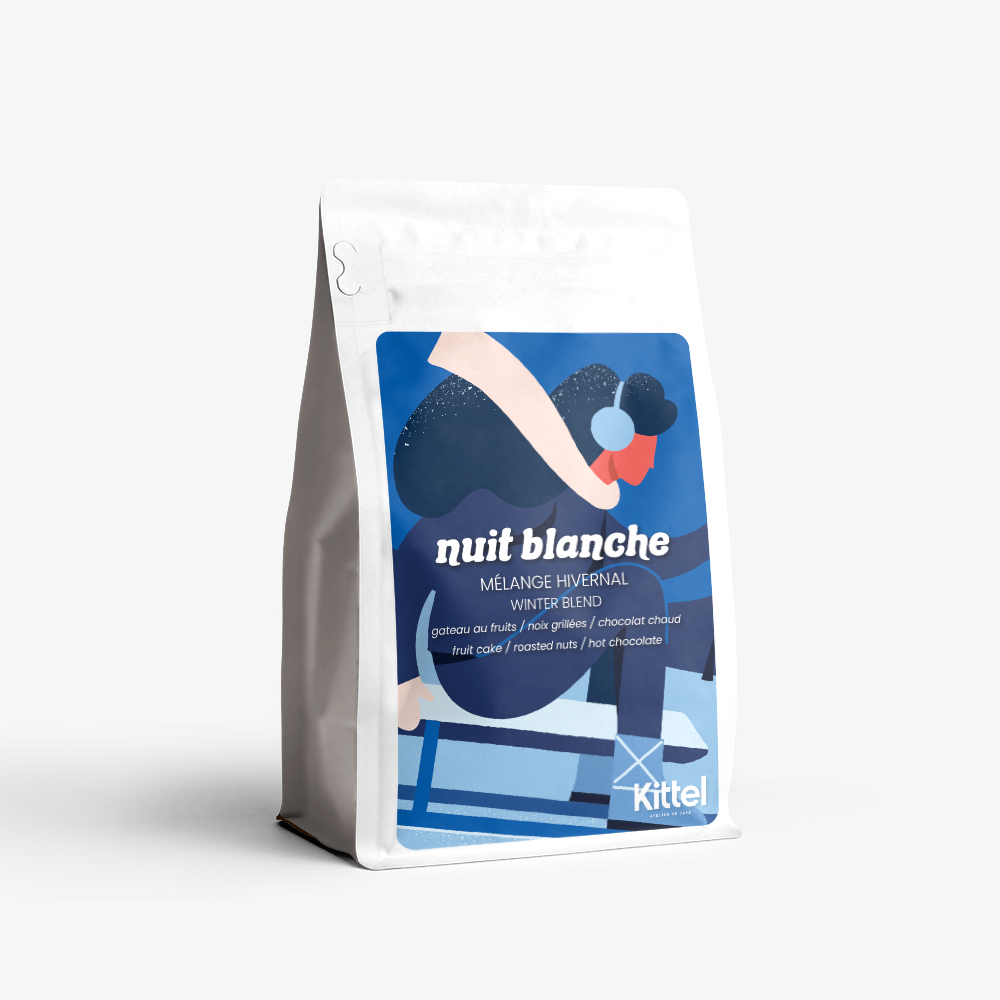 300g bag of Kittel Nuit Blanche Winter Blend coffee.