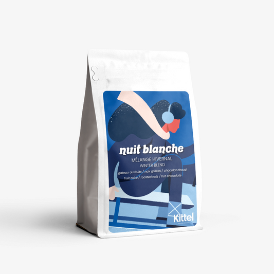 300g bag of Kittel Nuit Blanche Winter Blend coffee.