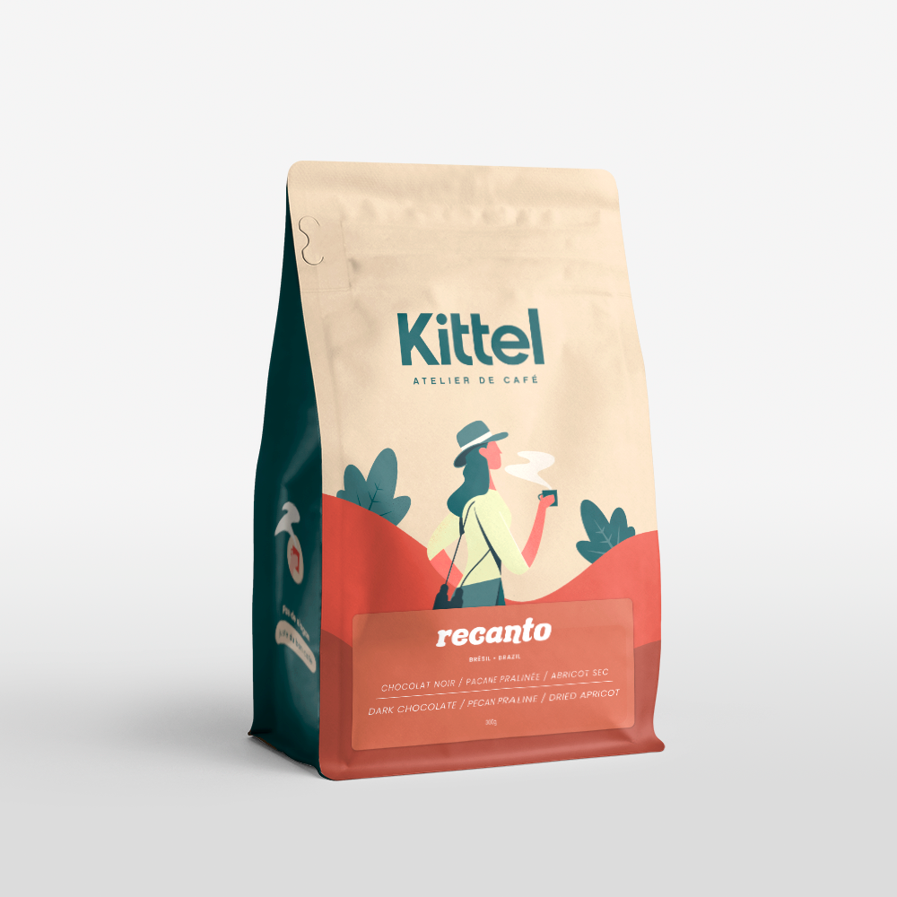 300g bag of Kittel Recanto Brazilian honey processed coffee.